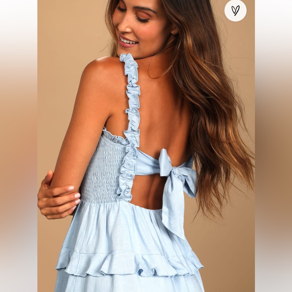 Lulu's Light Blue Ruffled Mini Dress - Picture 2 of 3